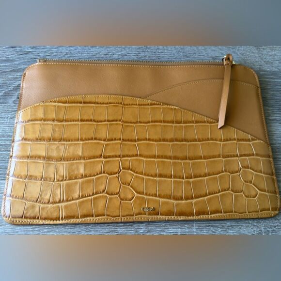 Walden Croc-Embossed Leather iPad Clutch Bag - Picture 3 of 6